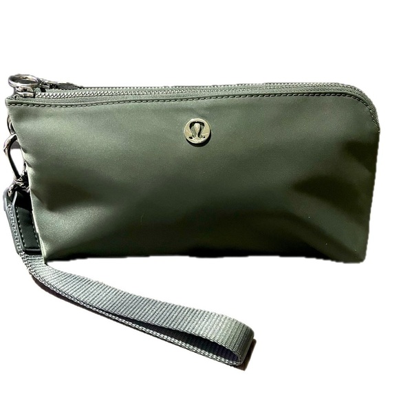 lululemon athletica Handbags - Lululemon Dual Pouch Grey Sage Green Wristlet Bag